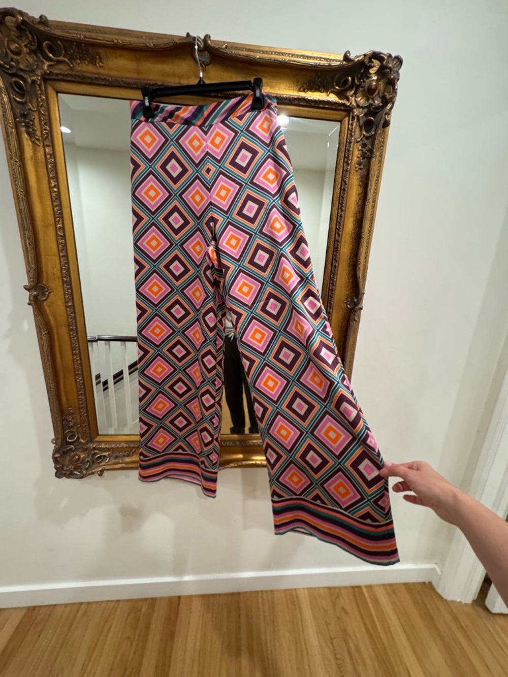 Trina Turk Bay Pant - Geometric Print in Pink, Orange & Cream